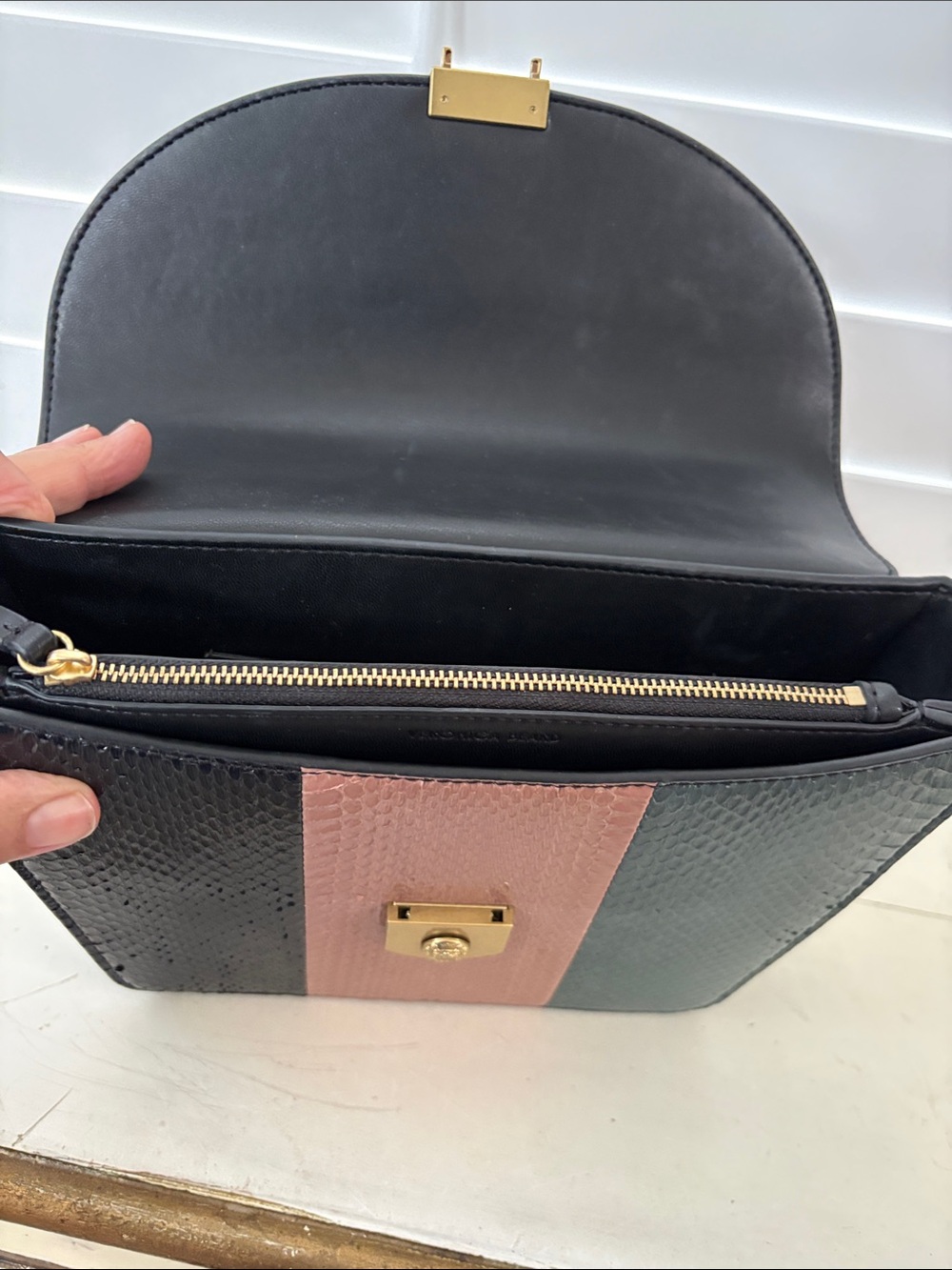 Veronica Beard Multicolor Python-Texture Chain Shoulder Bag - Picture 8 of 9